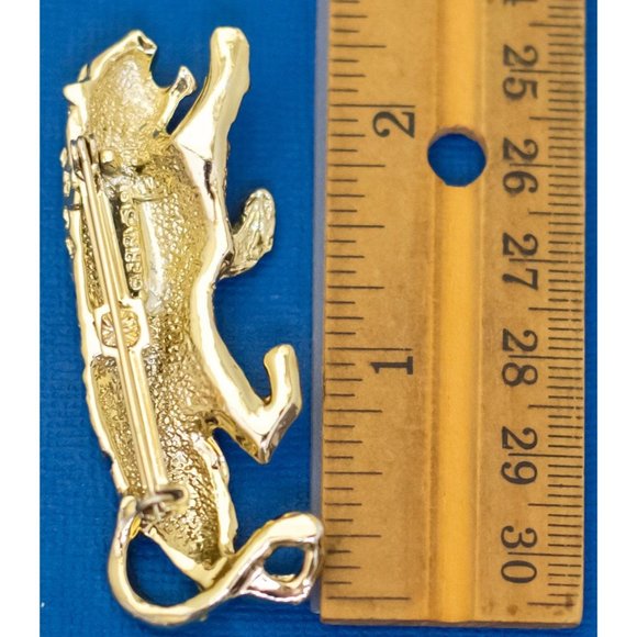 Vintage Light Gold Tone Intricate Tiger Blue Eyed Brooch by Gerry's D40 - Picture 2 of 2